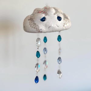 Handmade Artisan Rain Cloud Ornament Decoration Suncatcher