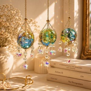 Crystal Ball Suncatcher, Hanging Crystal Sun Catcher, Rainbow Maker Decor, Boho Window Hanging, Celestial Room Decor, Gift for Her